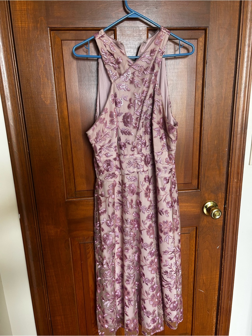 JS Collections One-Shoulder Pink Floral Embroidered Gown - Picture 4 of 6